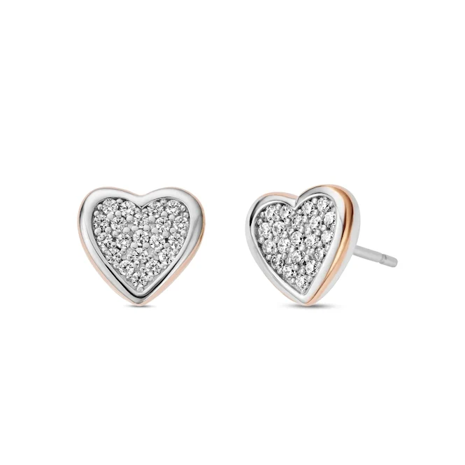 Forever Yours Silver Love Heart Earrings with Swarovski® Zirconia