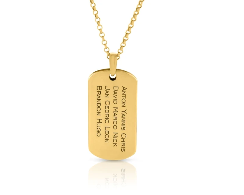 PERSONALISIERTE KETTE MANN, HERRENSCHMUCK DOG TAG VERGOLDET
