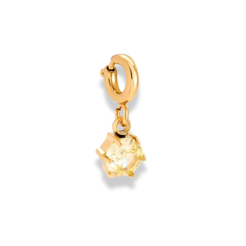 Yellow Lime Stone Charm 14K Vergoldet