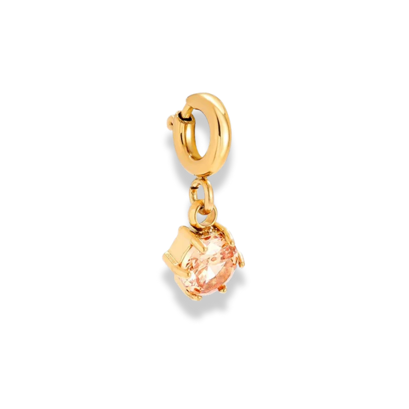 Orange Stone Charm 14K Vergoldet