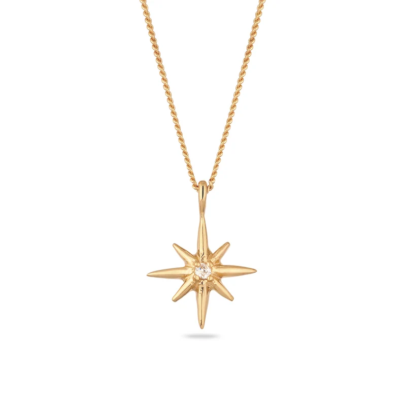 Halskette Stern | Laborgezüchteter Diamant (Weiß, 0.035 ct)