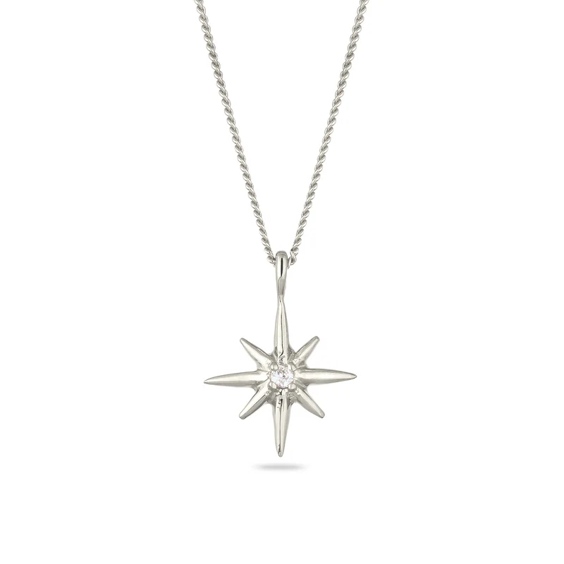 Halskette Stern | Laborgezüchteter Diamant (Weiß, 0.035 ct)