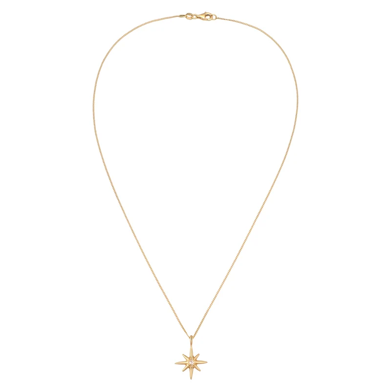 Halskette Stern | Laborgezüchteter Diamant (Weiß, 0.035 ct)