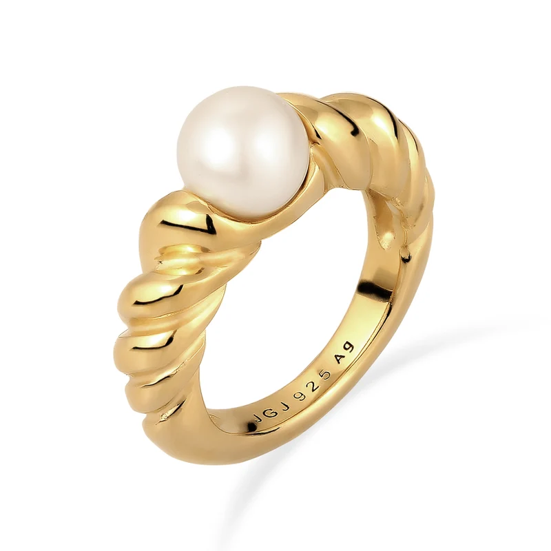 Ring Twisted | mit Perle von Swarovski® (Weiß)