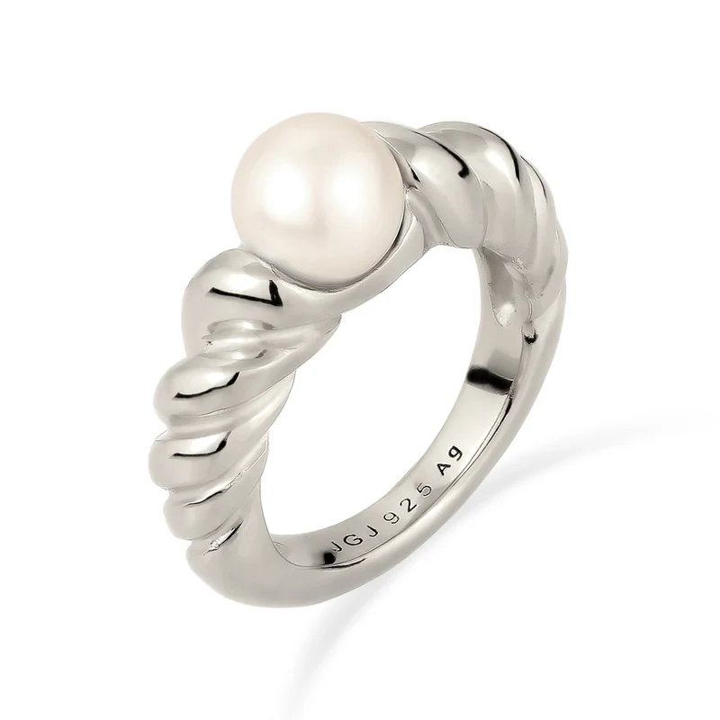 Ring Twisted | mit Perle von Swarovski® (Weiß)