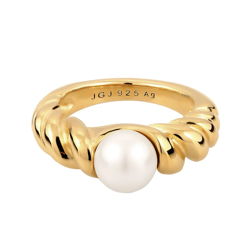 Ring Twisted | mit Perle von Swarovski® (Weiß)