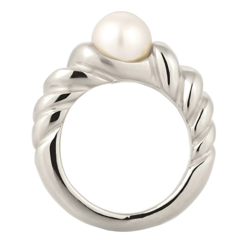 Ring Twisted | mit Perle von Swarovski® (Weiß)