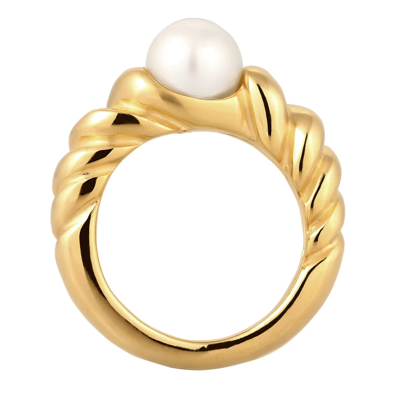 Ring Twisted | mit Perle von Swarovski® (Weiß)