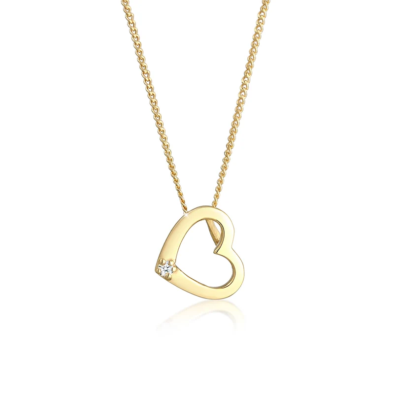 Halskette Herz | Diamant (Weiß, 0,015 ct)