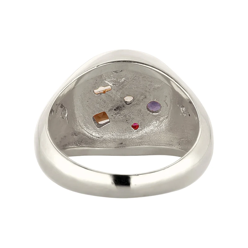 Siegelring Vintage | Saphir & Topaz & Peridot & Perle
