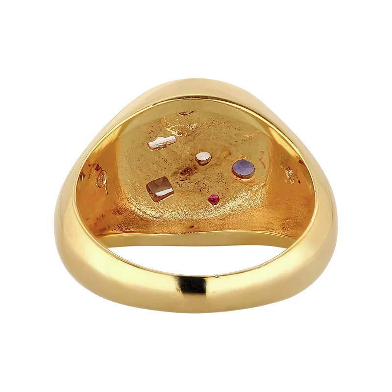 Siegelring Vintage | Saphir & Topaz & Peridot & Perle