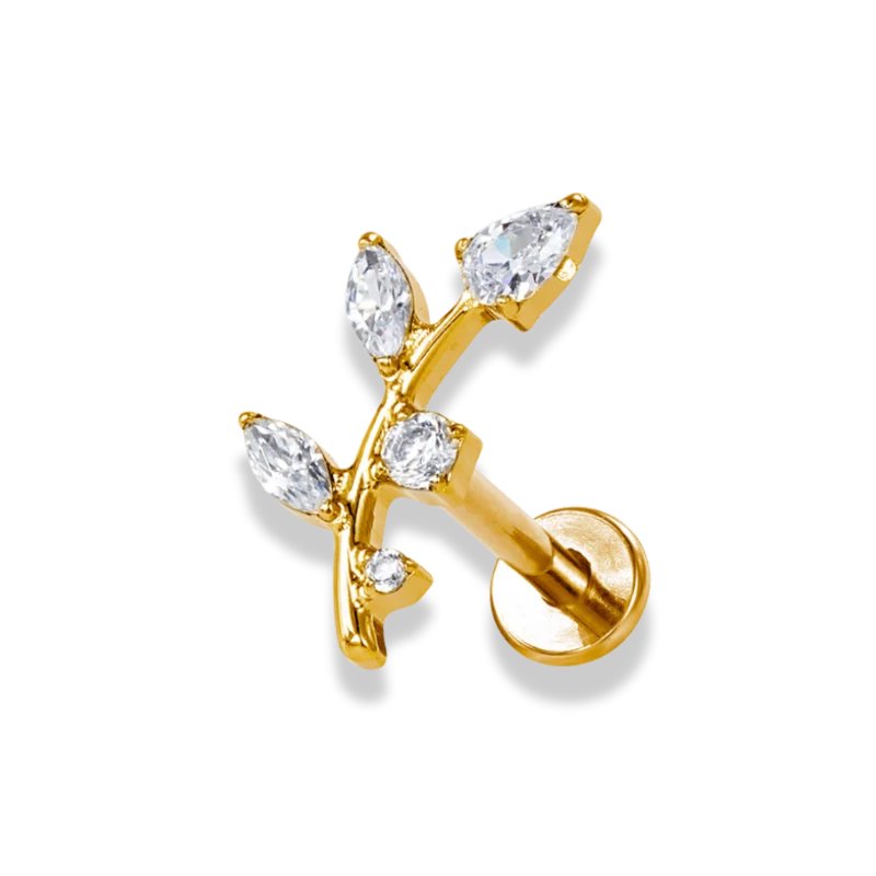 Carter Leaf Pave Labret Piercing - Titan