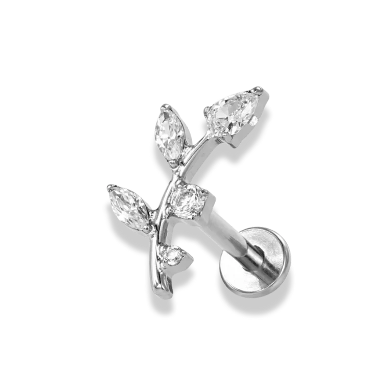 Carter Leaf Pave Labret Piercing - Titan