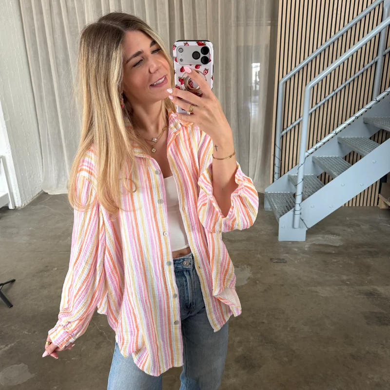 Oversize Musselinbluse - Sunset