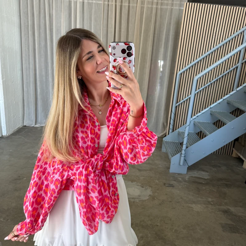 Oversize Musselinbluse Big Leo - Pink x Rosa x Orange