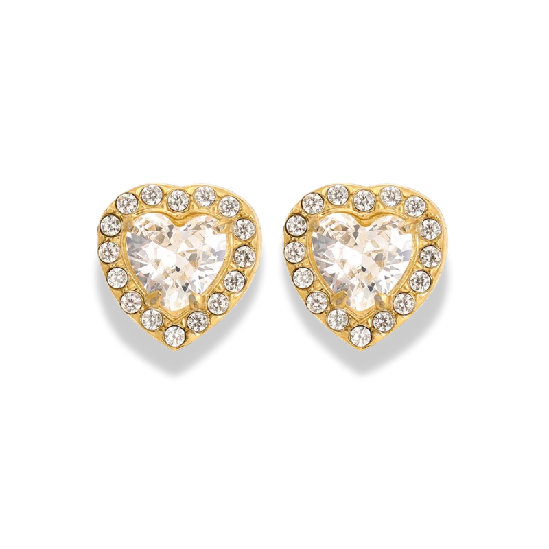 Crystal Heart Elegance Ohrstecker 14K Vergoldet