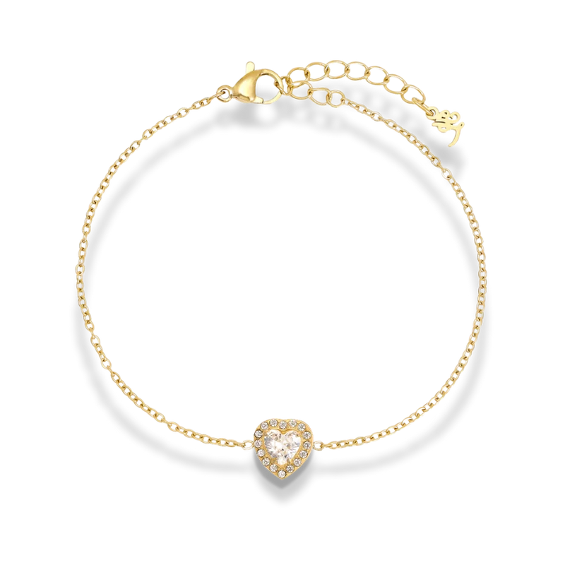 Crystal Heart Elegance Simple Armband 14K Vergoldet