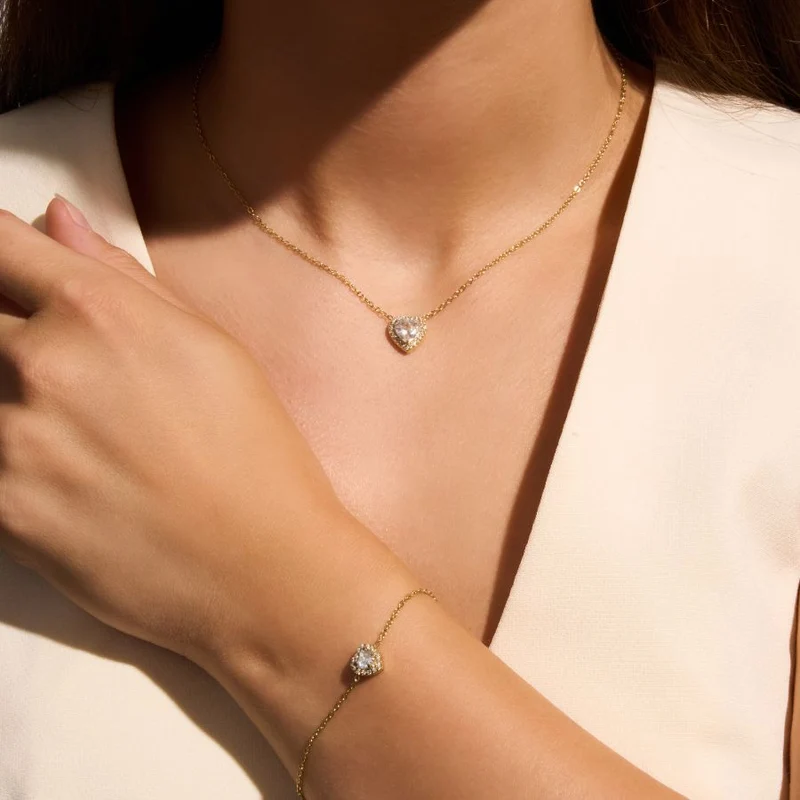 Crystal Heart Elegance Simple Armband 14K Vergoldet