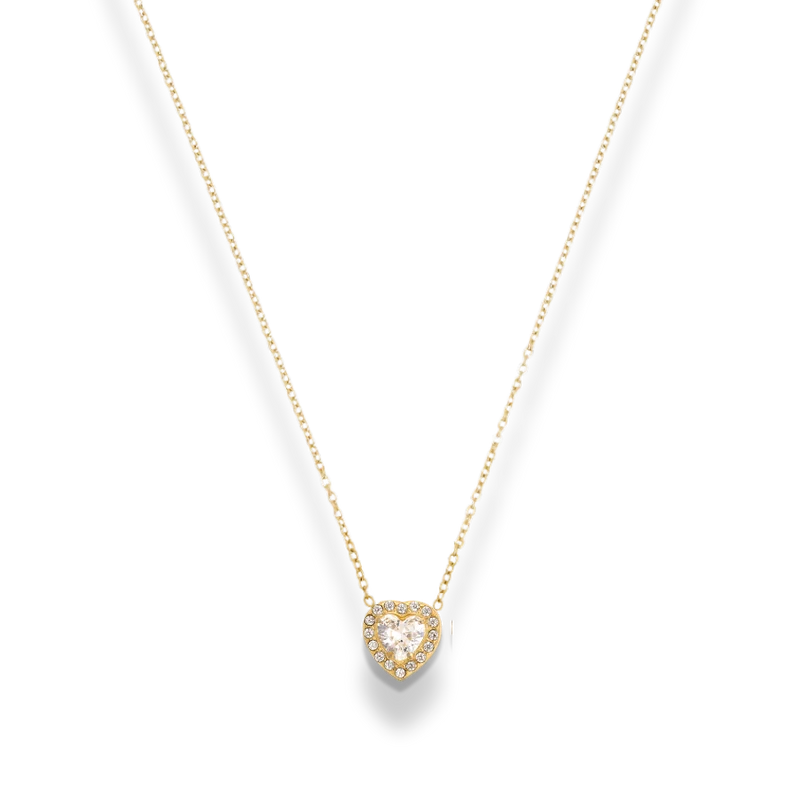 Crystal Heart Elegance Simple Kette 14K Vergoldet