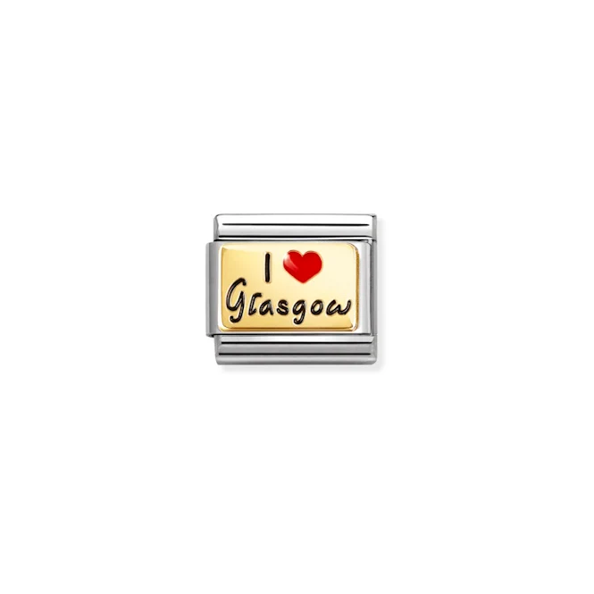 Classic Gold and Enamel I Love Glasgow Travel Charms