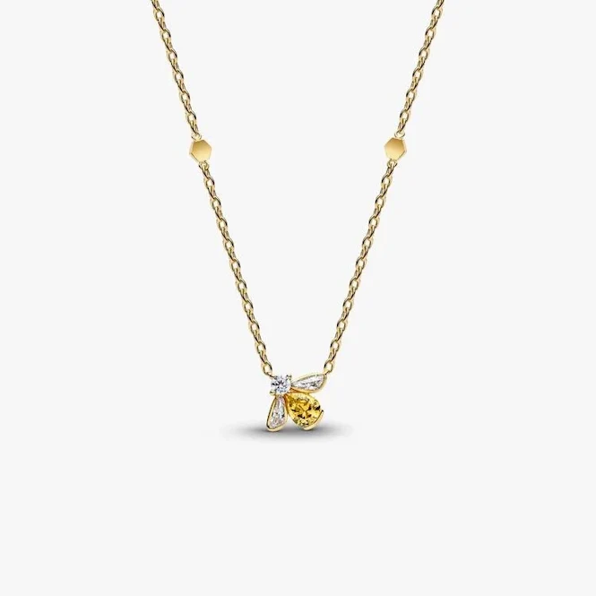 Gold Honey Bee Pendant Necklace, 45cm