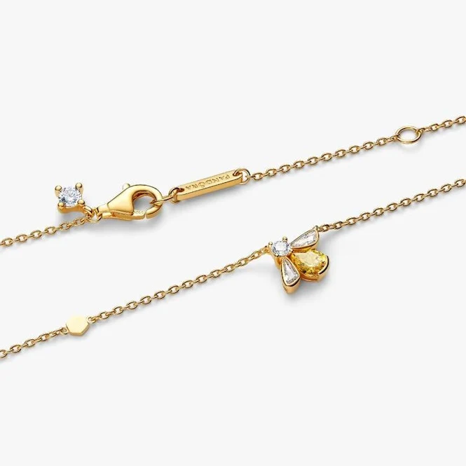 Gold Honey Bee Pendant Necklace, 45cm