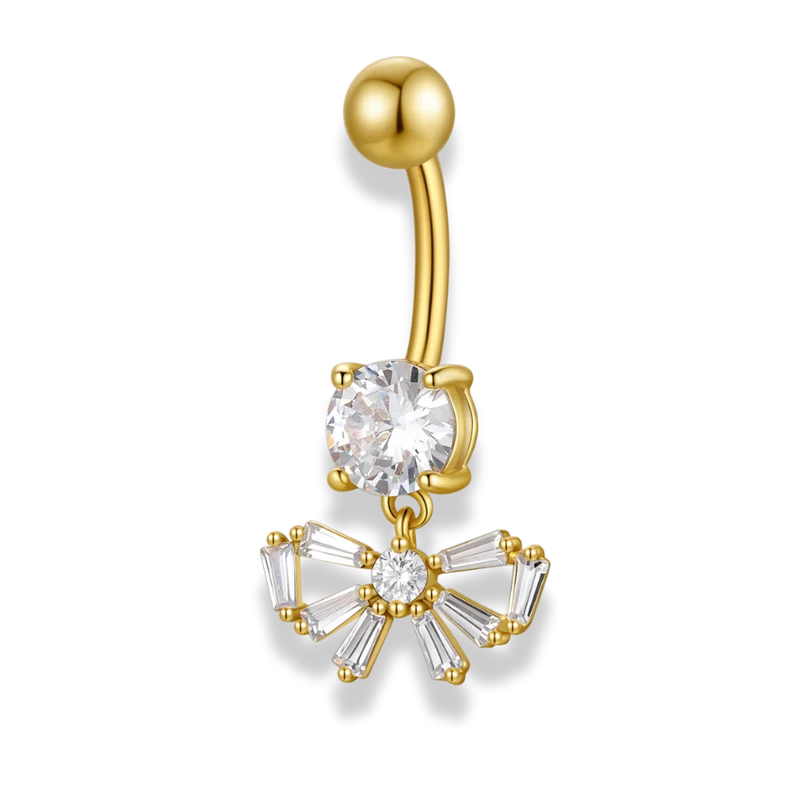 Crystal Ribbon Belly Piercing - Titan