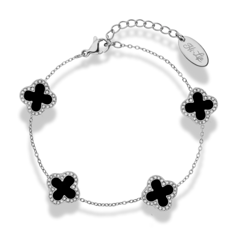 Noir Pave Lucky Leaf Abbaddon Armband 14K Vergoldet