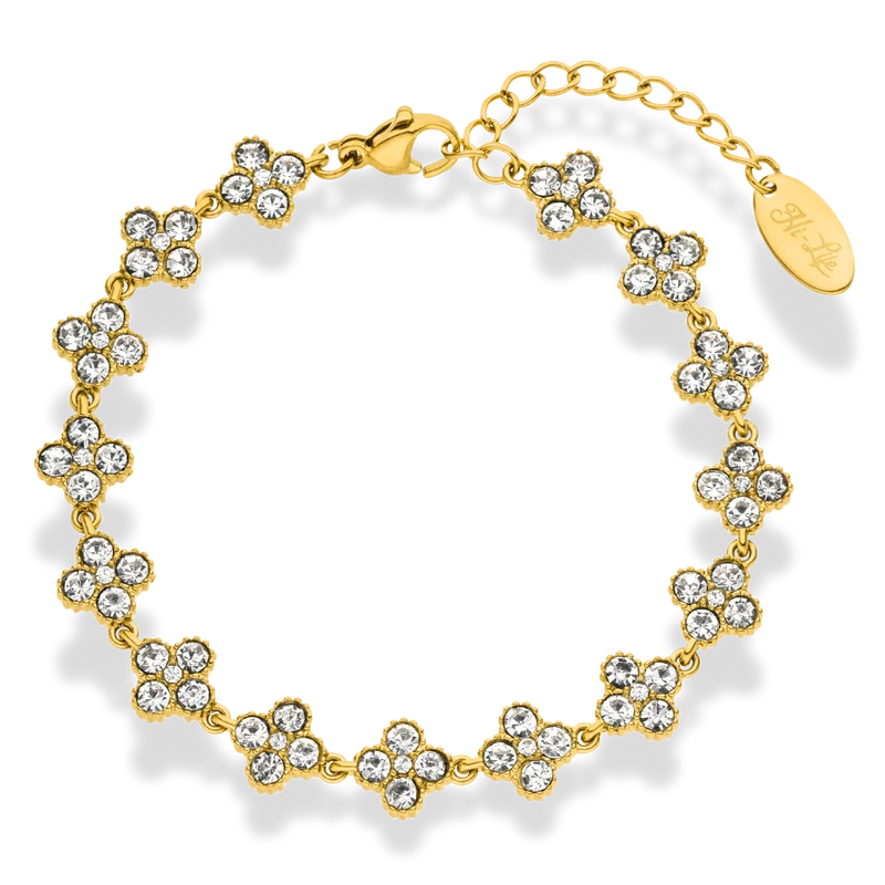 Crystal Flower Armband 14K Vergoldet