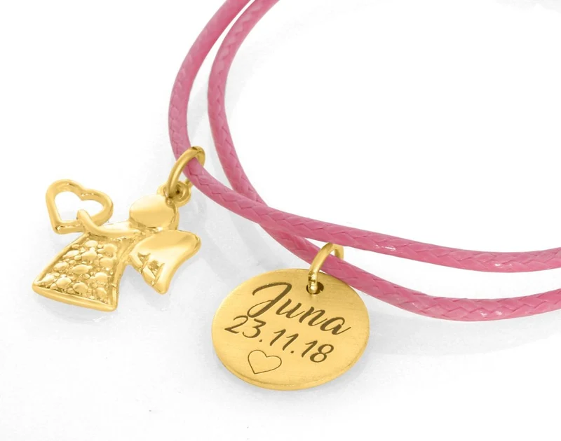 ARMBAND NAMENSGRAVUR VERGOLDET 925 SILBER SCHUTZENGEL