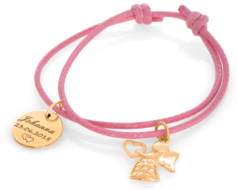 SCHUTZENGEL ARMBAND GRAVUR NAMENSARMBAND ROSÉ VERGOLDET ENGEL