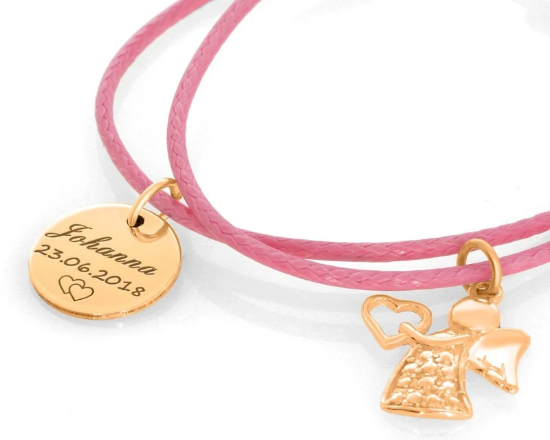 SCHUTZENGEL ARMBAND GRAVUR NAMENSARMBAND ROSÉ VERGOLDET ENGEL