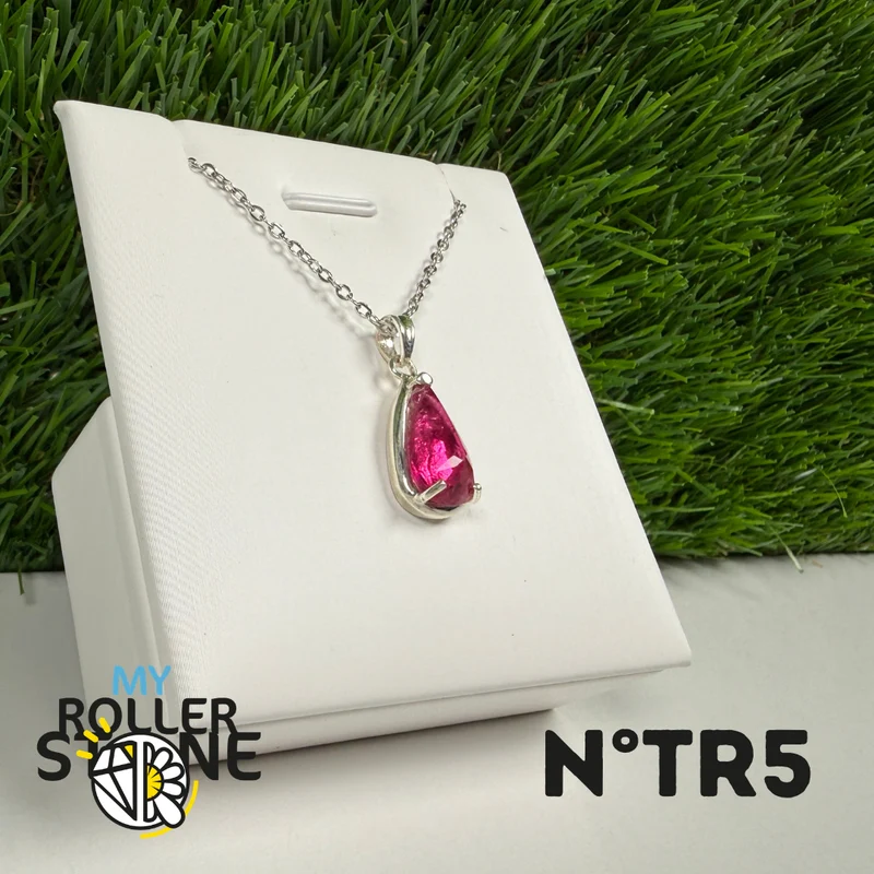 Anhänger aus rosa Turmalin (Rubellit) – 925er Sterlingsilber – Nr. 5