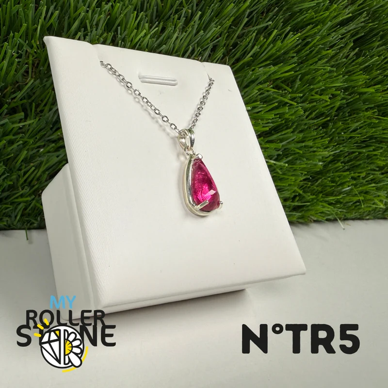 Anhänger aus rosa Turmalin (Rubellit) – 925er Sterlingsilber – Nr. 5