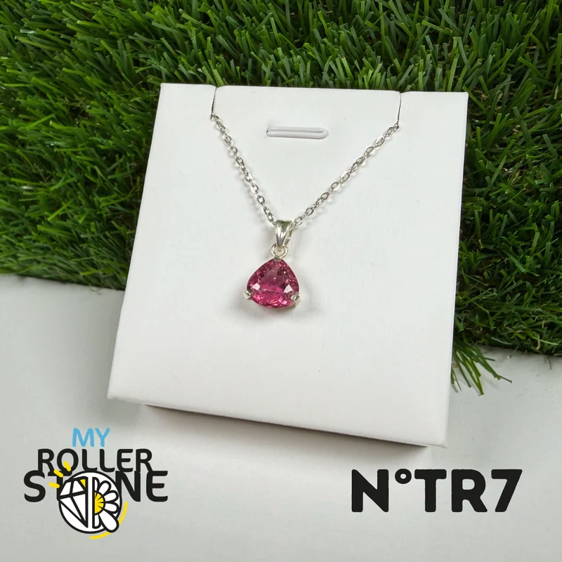 Anhänger aus rosa Turmalin (Rubellit) – 925er Sterlingsilber – Nr. 7