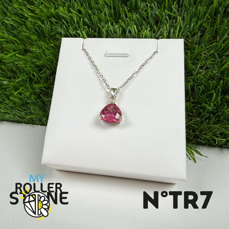 Anhänger aus rosa Turmalin (Rubellit) – 925er Sterlingsilber – Nr. 7