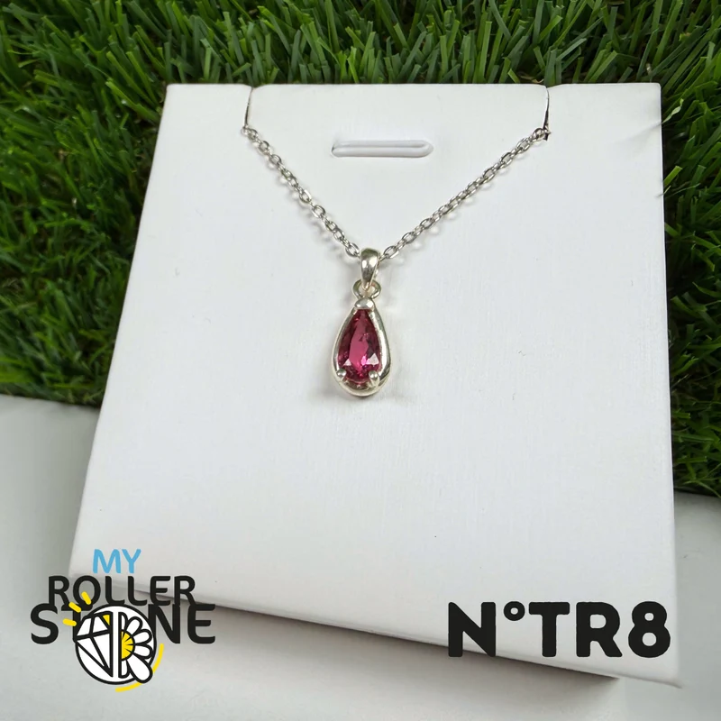 Anhänger aus rosa Turmalin (Rubellit) – 925er Sterlingsilber – Nr. 8