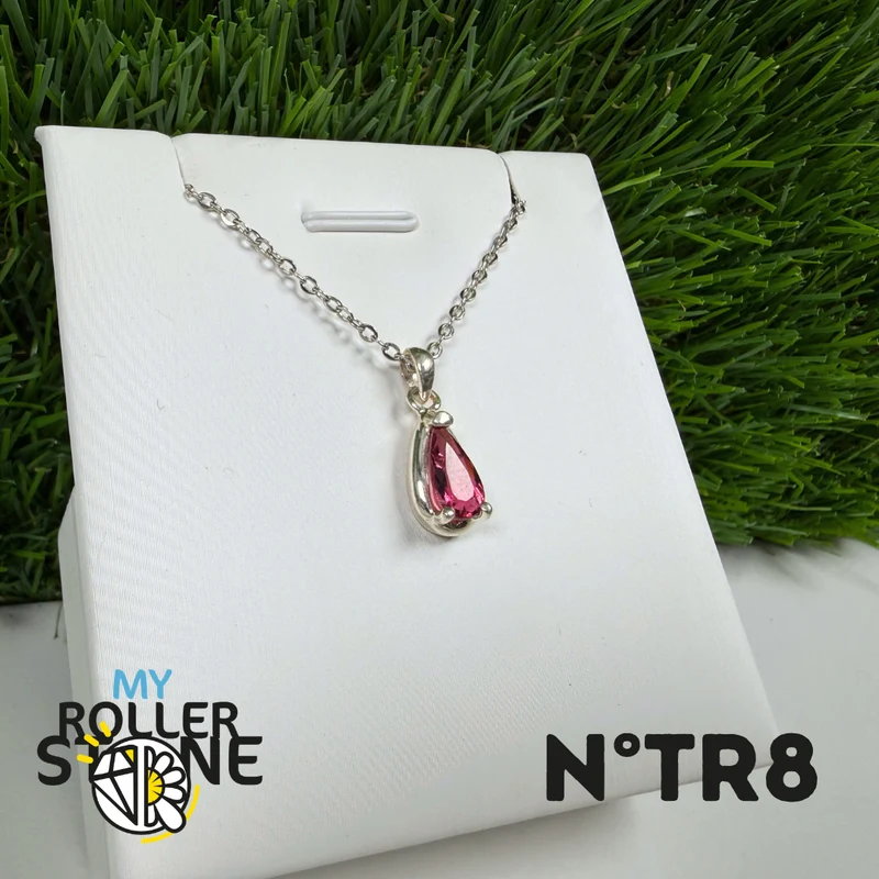 Anhänger aus rosa Turmalin (Rubellit) – 925er Sterlingsilber – Nr. 8