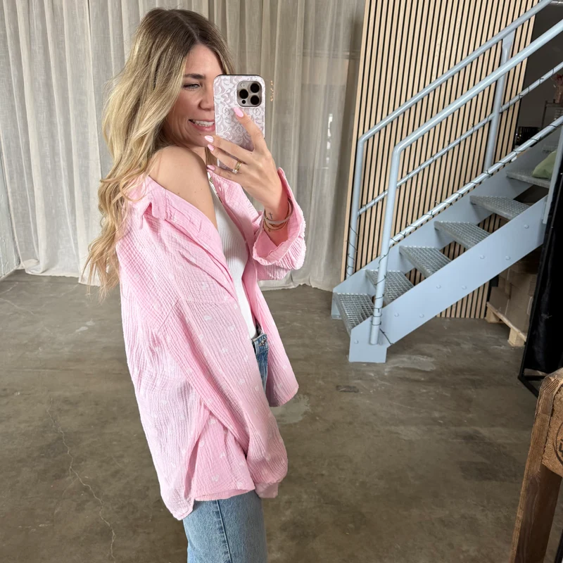 Musselinbluse Hearts - Rosa