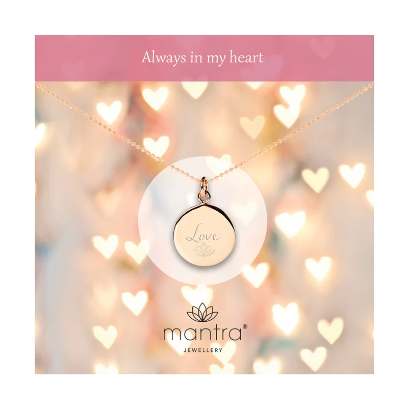 Love Disc Necklace in Rose Gold