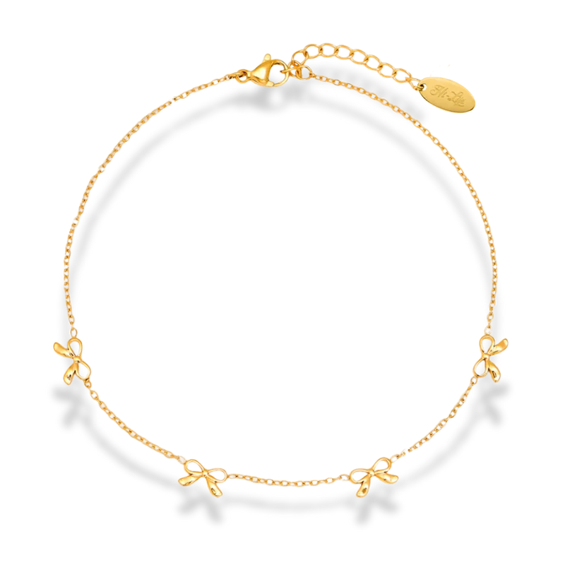 Tiny Ribbon Fußkette 14K Vergoldet