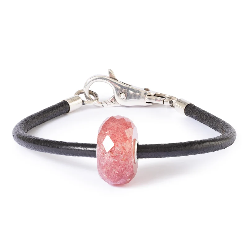 Erdbeerquarz Leder Armband