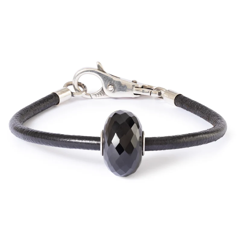 Schwarzer Onyx Leder Armband