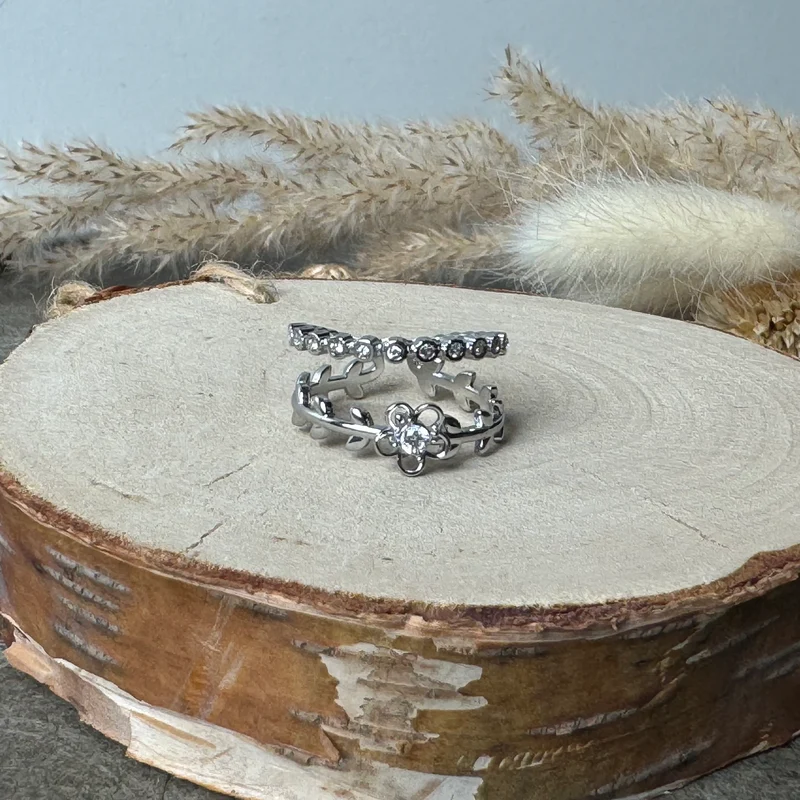 Flora Diamond Ring | Strass Silber