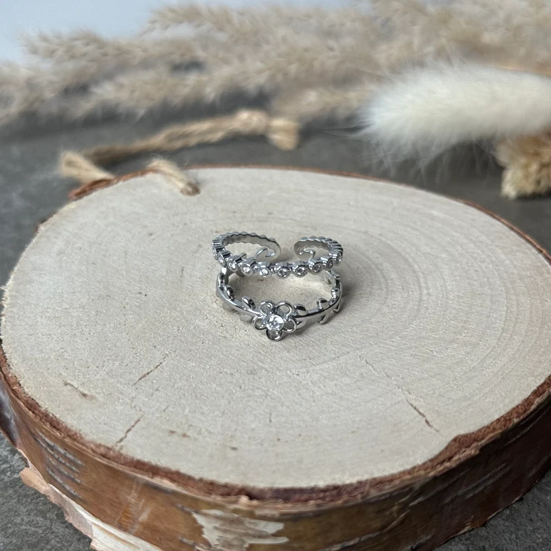 Flora Diamond Ring | Strass Silber