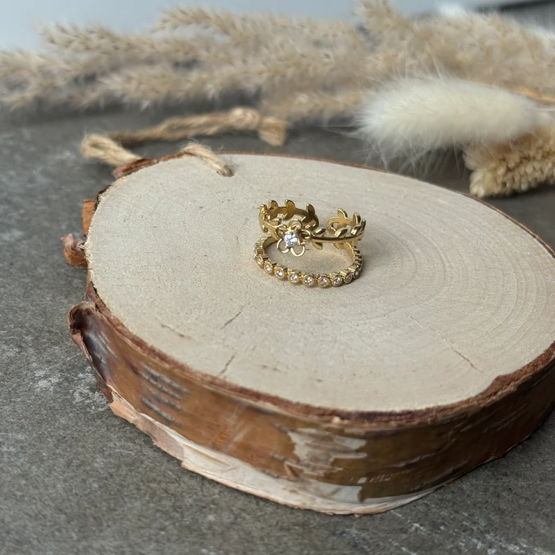 Flora Diamond Ring | Strass Gold