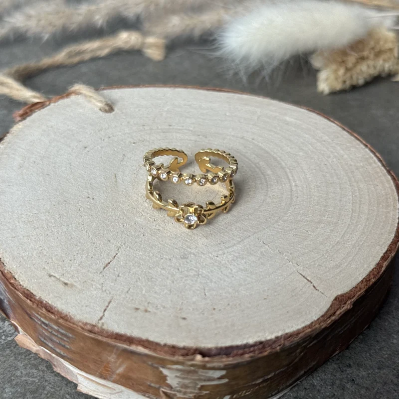 Flora Diamond Ring | Strass Gold