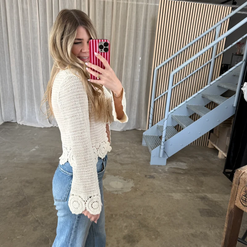 Boho Strickjacke - Creme