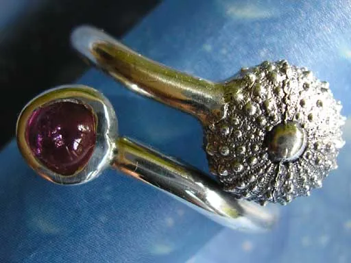 Seeigel mit Turmalin Ring
