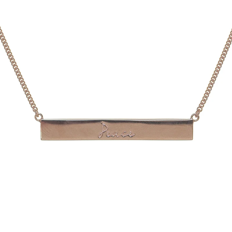 Peace Bar Necklace in Rose Gold